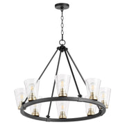 Paxton 30.5" 8 Light Chandelier in Textured Black / Aged Brass