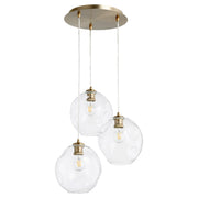 Numen 3 Light Pendant Cluster in Aged Brass