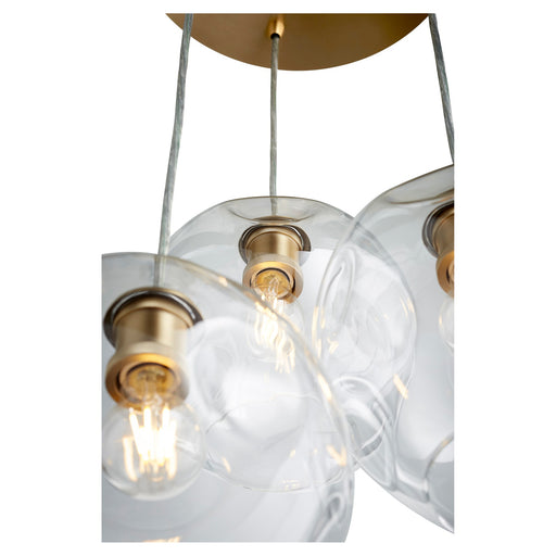 Numen 3 Light Pendant Cluster in Aged Brass
