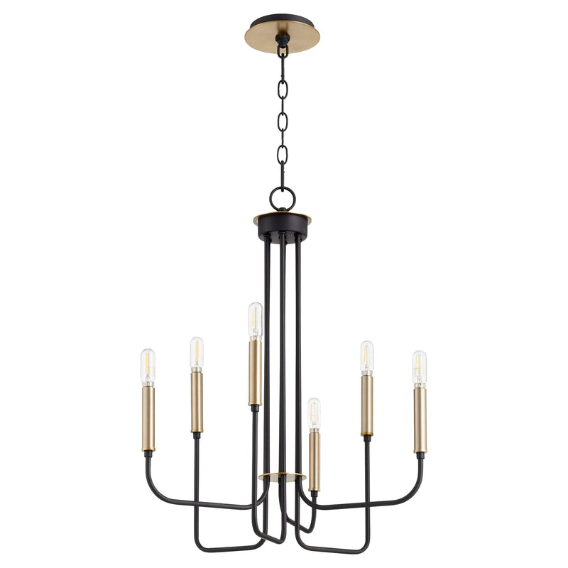 Hope 6 Light Chandelier in Textured Black / Aged Brass