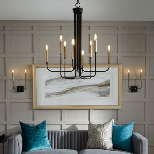 Hope 8 Light Chandelier in Textured Black / Aged Brass