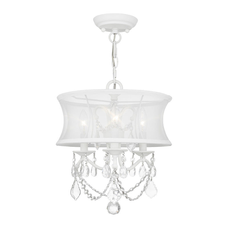 Newcastle 3-Light Convertible Mini Chandelier / Semi-Flush Mount in White