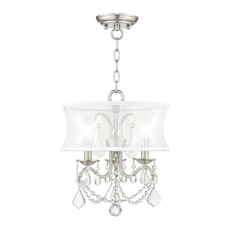 Newcastle 3-Light Convertible Mini Chandelier / Semi-Flush Mount in Brushed Nickel