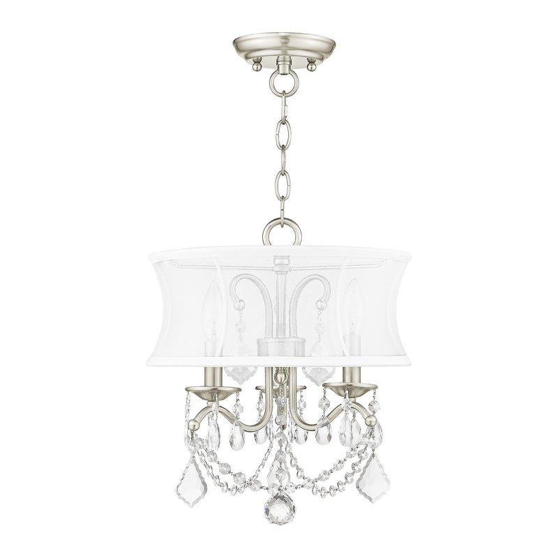 Newcastle 3-Light Convertible Mini Chandelier / Semi-Flush Mount in Brushed Nickel