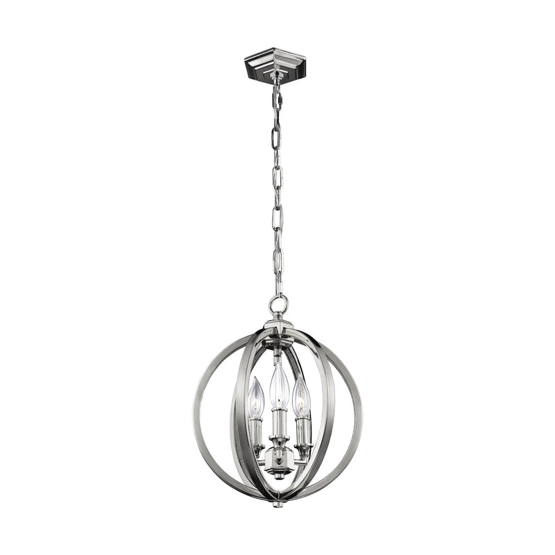 Corinne 3-Light Small Chandelier in Polished Nickel
