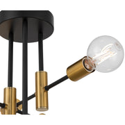 Sean 6-Light Semi-Flush Mount in Black W/antique Brushed Brass