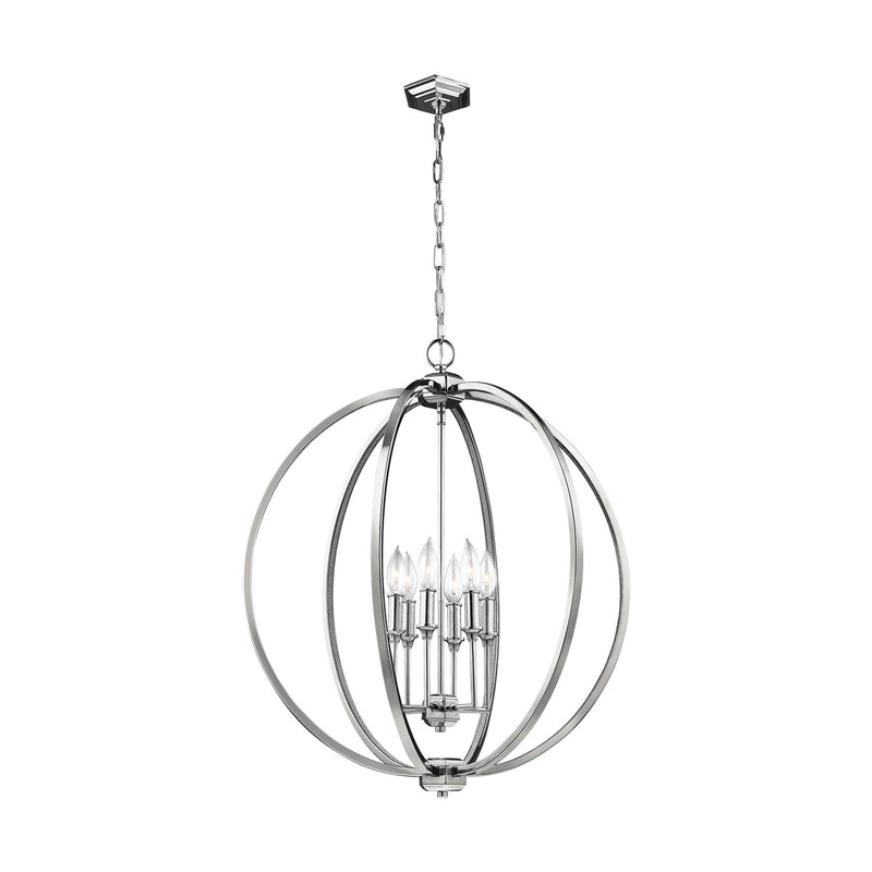 Corinne 6-Light Large Chandelier in Polished Nickel