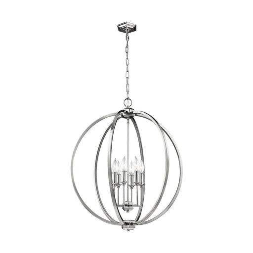 Corinne 6-Light Large Chandelier in Polished Nickel