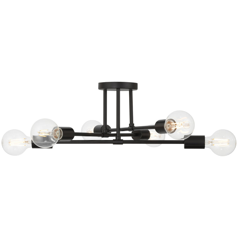 Marin 6-Light Semi-Flush Mount in Matte Black