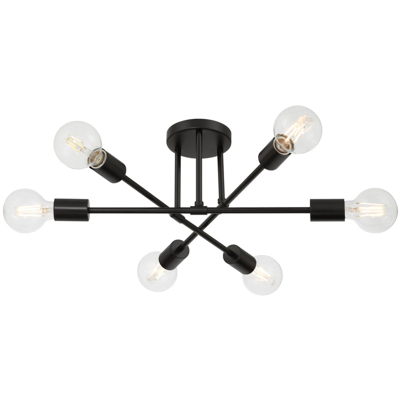 Marin 6-Light Semi-Flush Mount in Matte Black