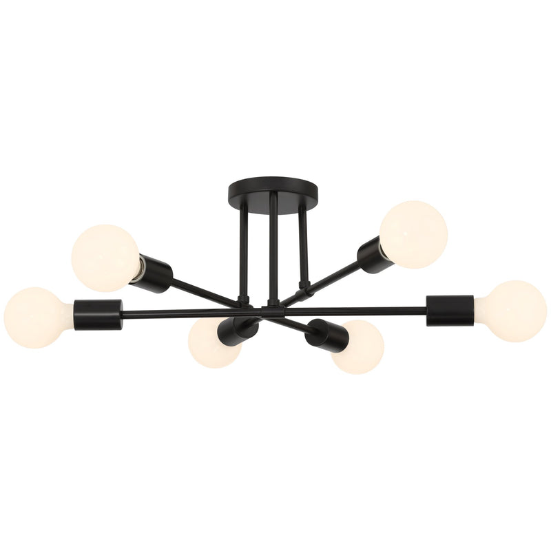 Marin 6-Light Semi-Flush Mount in Matte Black
