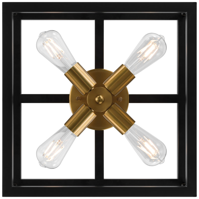 Nikki 4-Light Flush Mount in Black W/antique Brushed Brass
