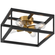 Nikki 4-Light Flush Mount in Black W/antique Brushed Brass