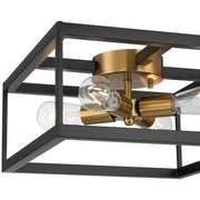Nikki 4-Light Flush Mount in Black W/antique Brushed Brass