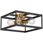 Nikki 4-Light Flush Mount in Black W/antique Brushed Brass
