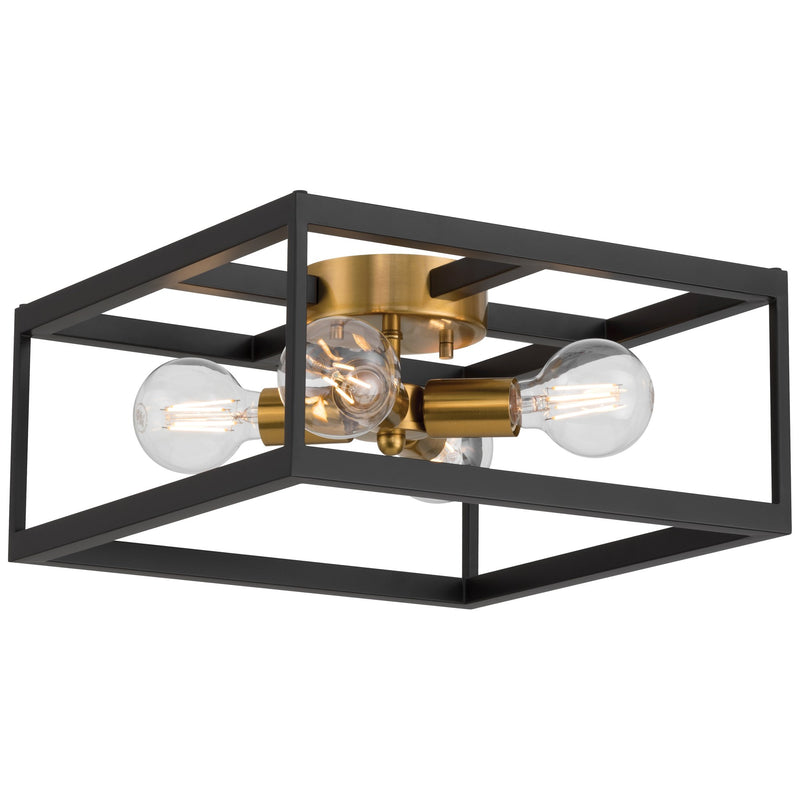Nikki 4-Light Flush Mount in Black W/antique Brushed Brass
