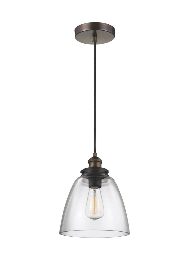 Baskin Dome Pendant in Painted Aged Brass / Dark Weathered Zinc