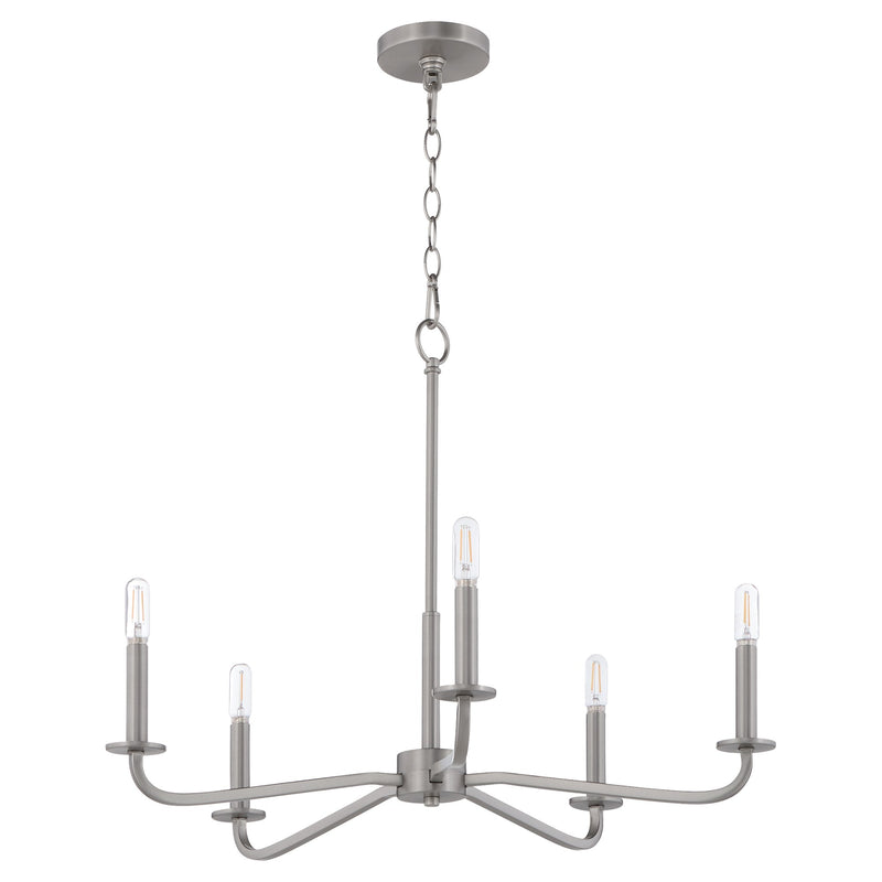 Rutherford 5 Light Chandelier in Satin Nickel