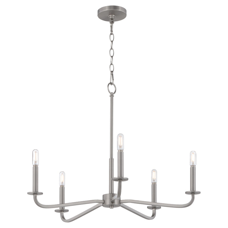 Rutherford 5 Light Chandelier in Satin Nickel