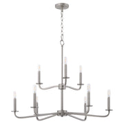 Rutherford 9 Light Chandelier in Satin Nickel