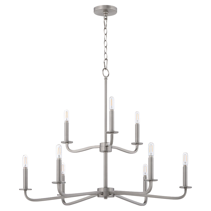 Rutherford 9 Light Chandelier in Satin Nickel