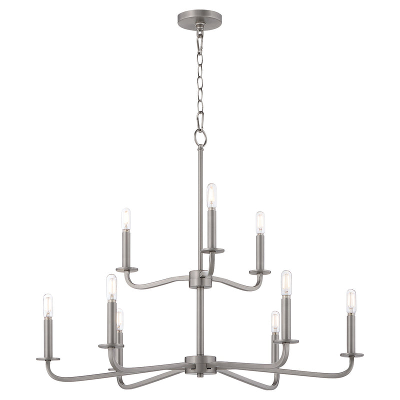 Rutherford 9 Light Chandelier in Satin Nickel