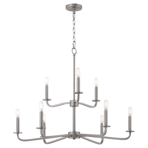 Rutherford 9 Light Chandelier in Satin Nickel