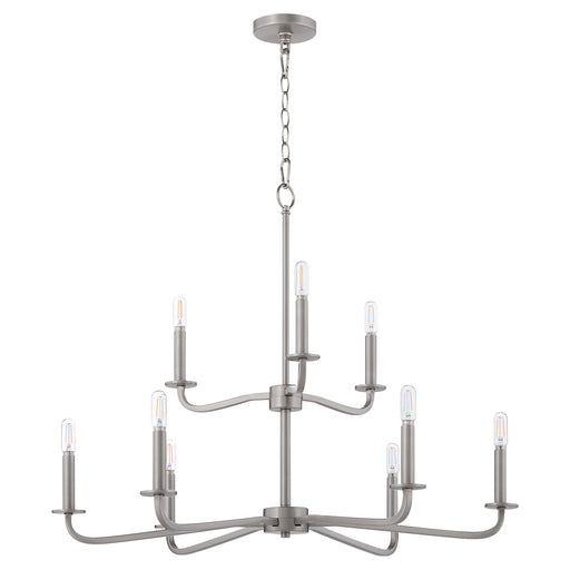 Rutherford 9 Light Chandelier in Satin Nickel