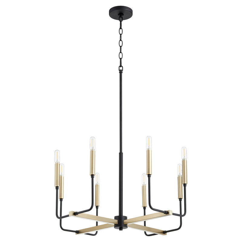 Lacy 8 Light Chandelier in Textured Black / Aged Brass