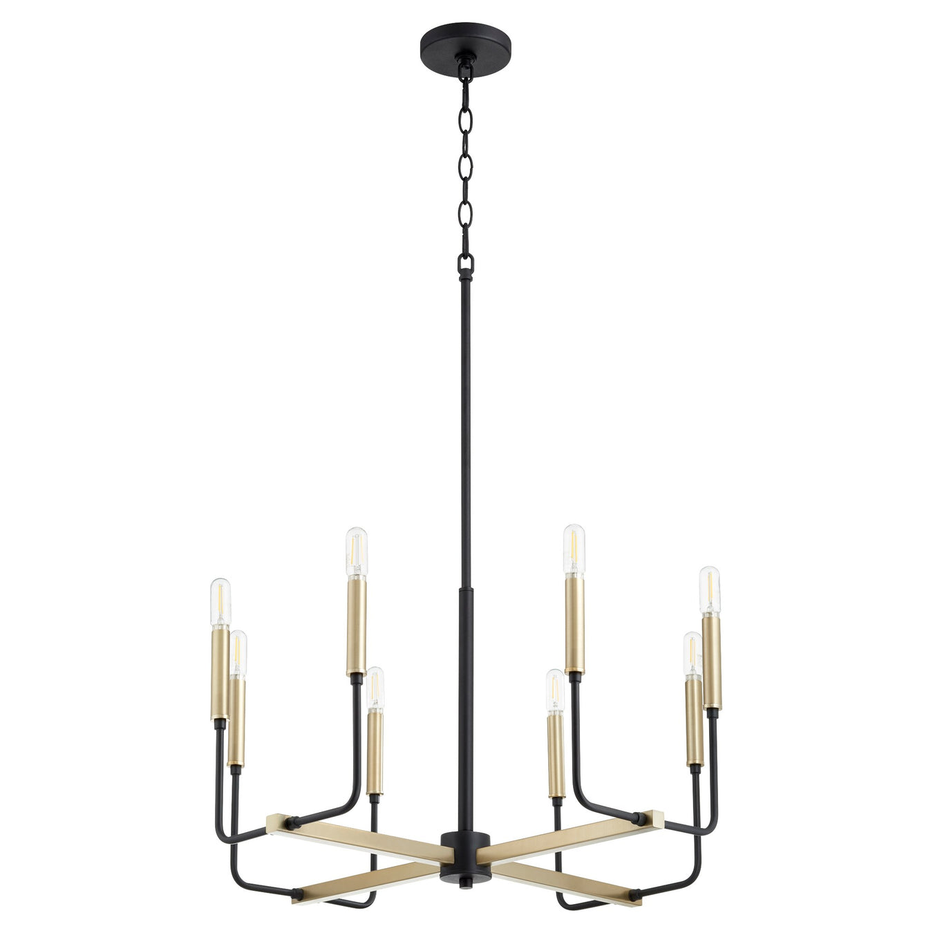 Lacy 8 Light Chandelier in Textured Black / Aged Brass