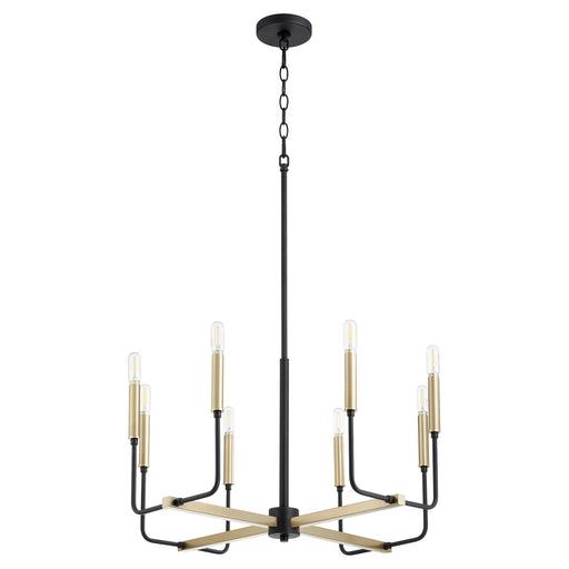 Lacy 8 Light Chandelier in Textured Black / Aged Brass