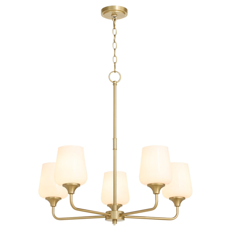 Raymond 5 Light Chandelier in Aged Brass