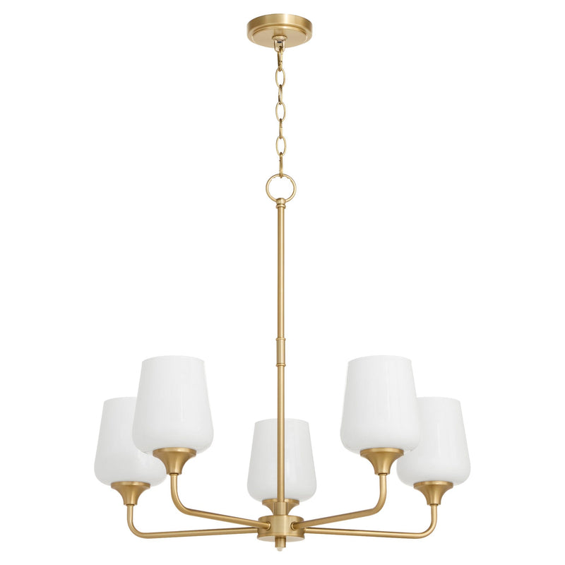 Raymond 5 Light Chandelier in Aged Brass