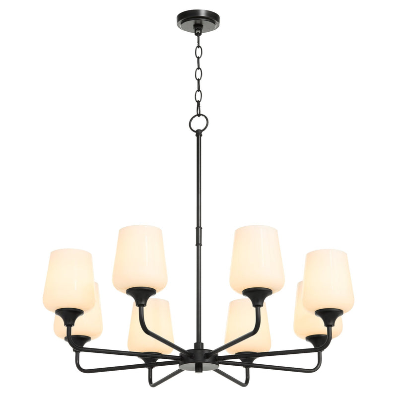 Raymond 8 Light Chandelier in Matte Black