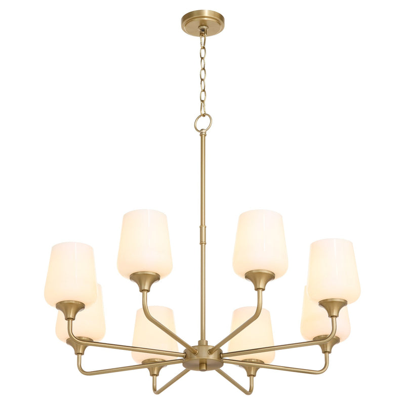 Raymond 8 Light Chandelier in Aged Brass