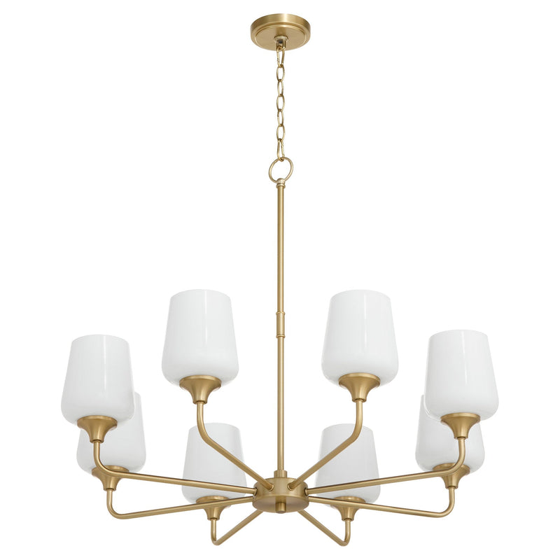 Raymond 8 Light Chandelier in Aged Brass