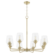 Raymond 8 Light Chandelier in Aged Brass