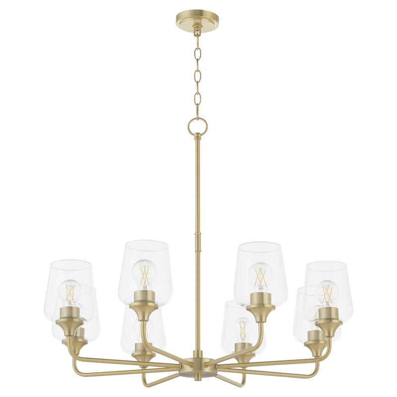 Raymond 8 Light Chandelier in Aged Brass