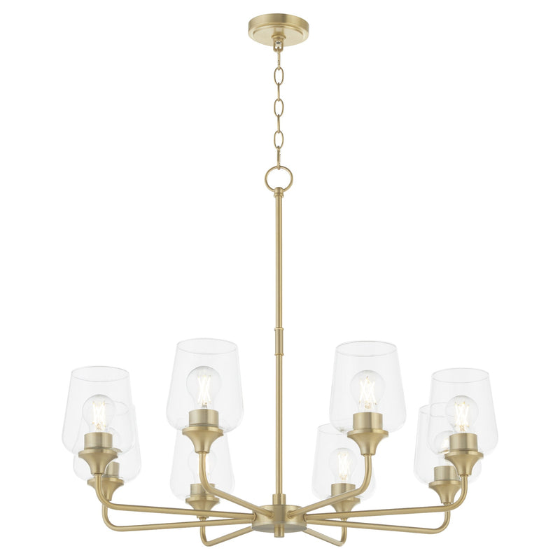 Raymond 8 Light Chandelier in Aged Brass