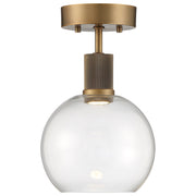 Port Nine Burgundy Semi-Flush Mount in Antique Brushed Brass