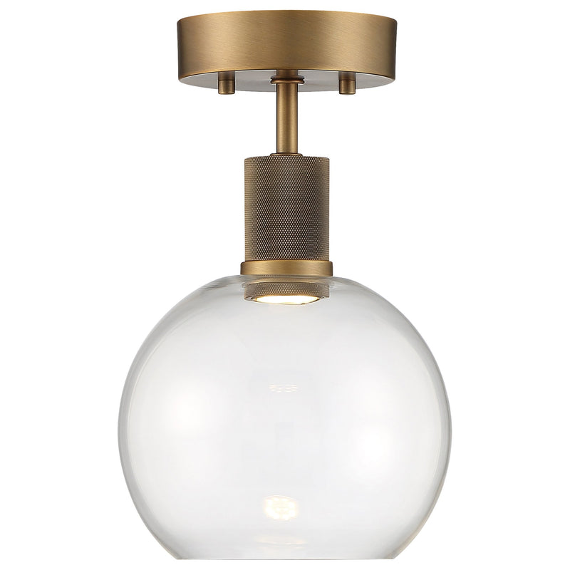 Port Nine Burgundy Semi-Flush Mount in Antique Brushed Brass