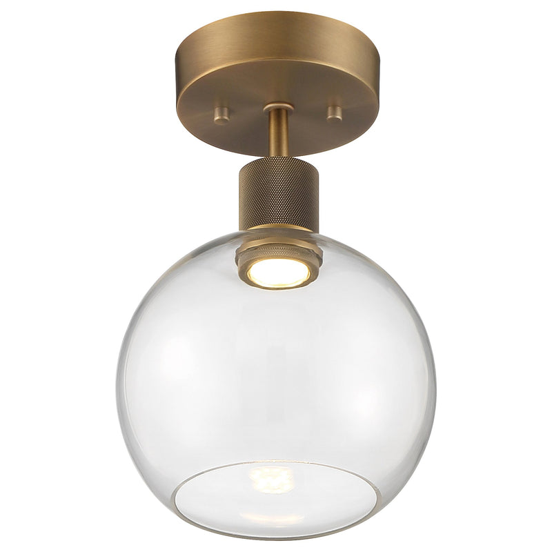 Port Nine Burgundy Semi-Flush Mount in Antique Brushed Brass
