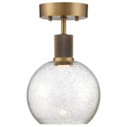 Port Nine Burgundy Semi-Flush Mount in Antique Brushed Brass