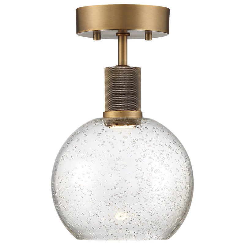 Port Nine Burgundy Semi-Flush Mount in Antique Brushed Brass