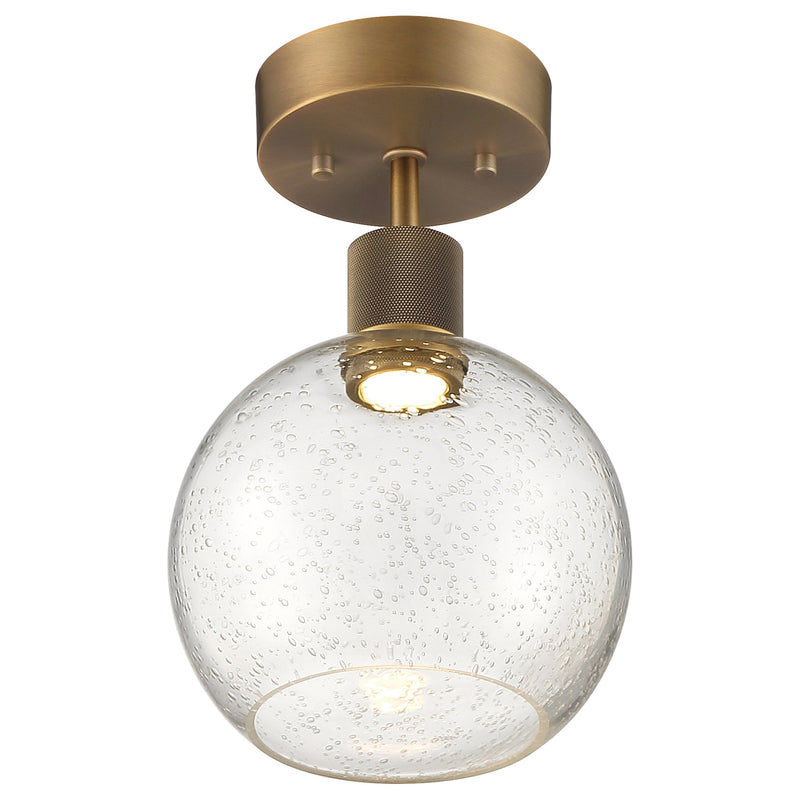 Port Nine Burgundy Semi-Flush Mount in Antique Brushed Brass