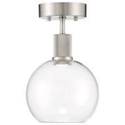 Port Nine Burgundy Semi-Flush Mount in Brushed Steel