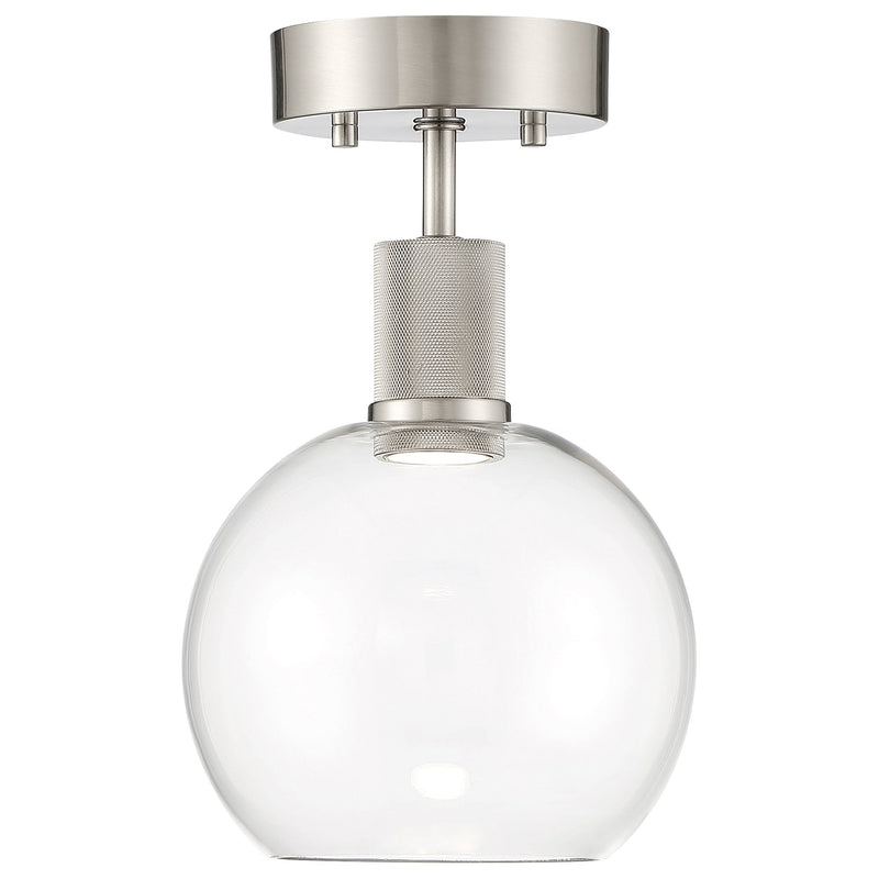 Port Nine Burgundy Semi-Flush Mount in Brushed Steel