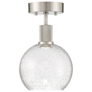 Port Nine Burgundy Semi-Flush Mount in Brushed Steel