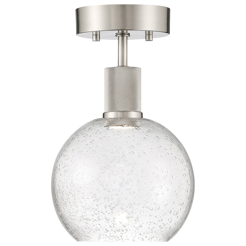 Port Nine Burgundy Semi-Flush Mount in Brushed Steel