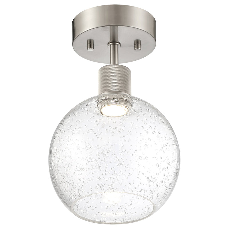 Port Nine Burgundy Semi-Flush Mount in Brushed Steel